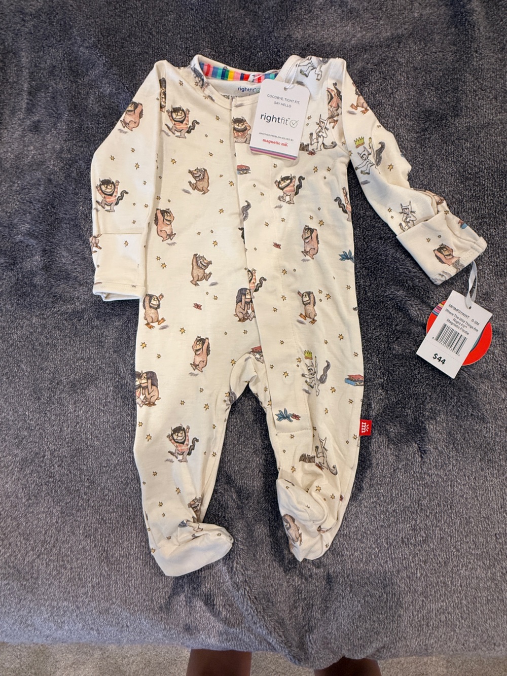 Baby where the wild things are Print Footed Pajamas - magnetic me